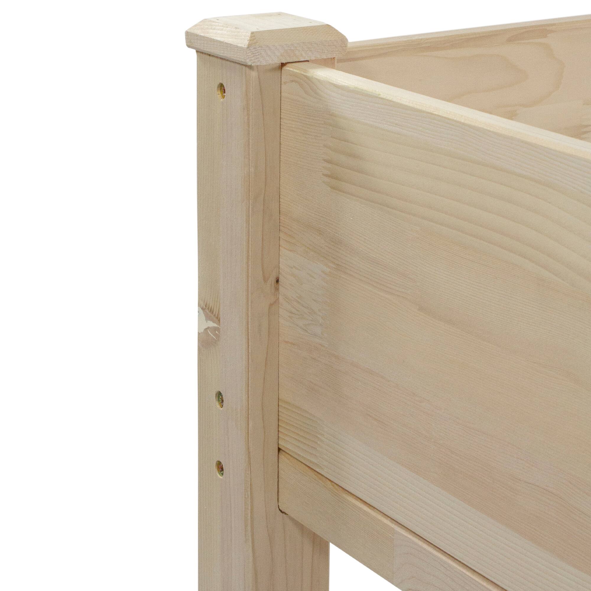 4ft. Natural Wood Raised Garden Bed Planter Box With Liner